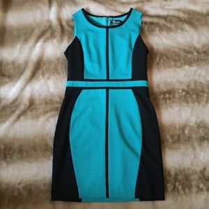 Teal & Black Slimming Dress